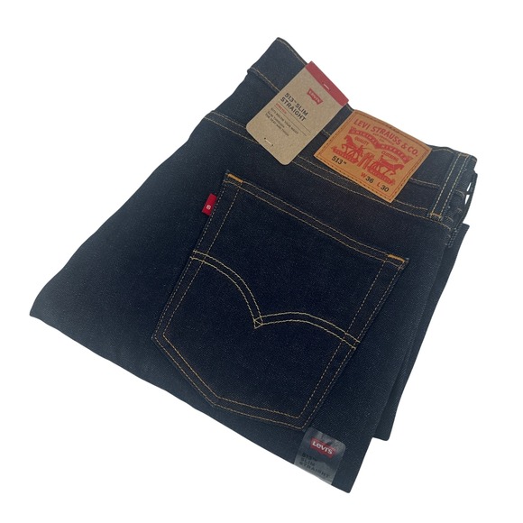 Levi's Other - Levi's 513 Slim Straight Selvedge Jeans Mens 36x30 Dark Wash‎ Blue Solid NWT